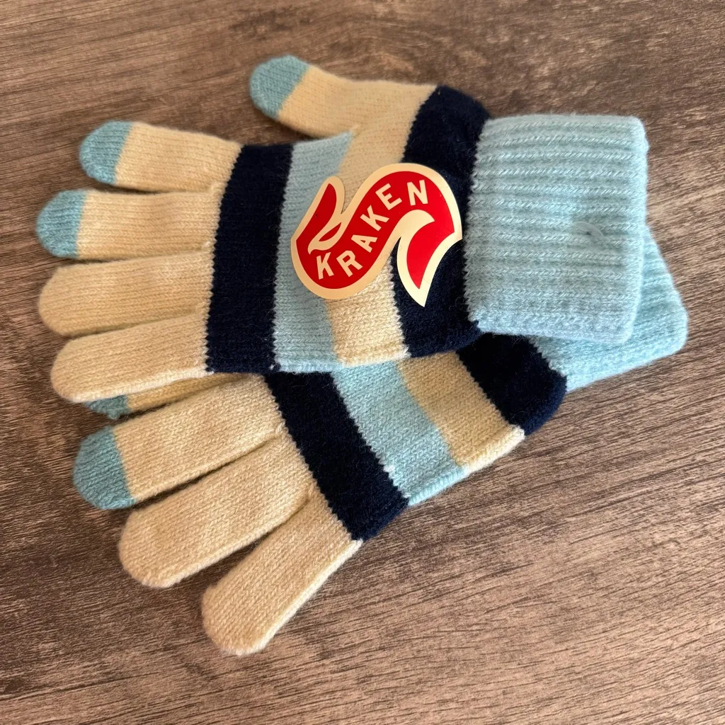 Never Worn Seattle Kraken SGA Winter Classic Knit Gloves 12/29/23 Game Vs Flyers Blue - Image 4