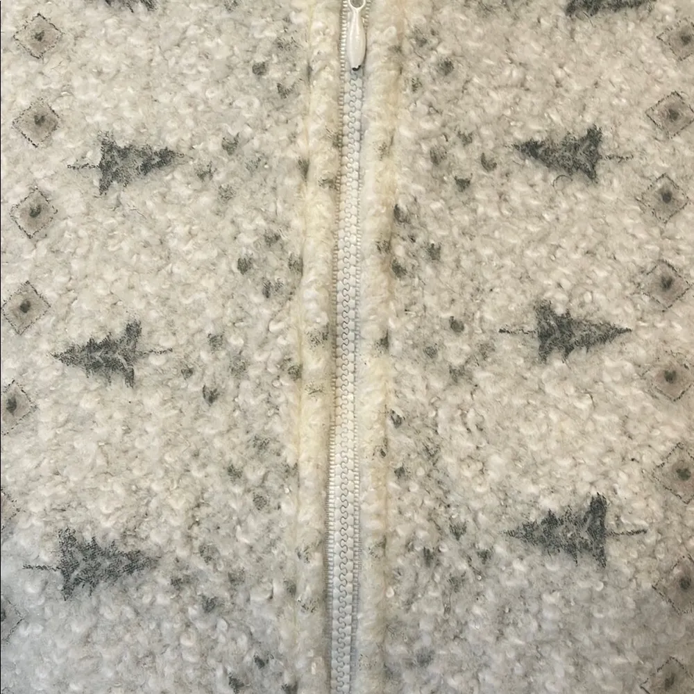 Women's Cream  cardigan zip Sweater with Tree Pattern vintage looks -warm - Image 3