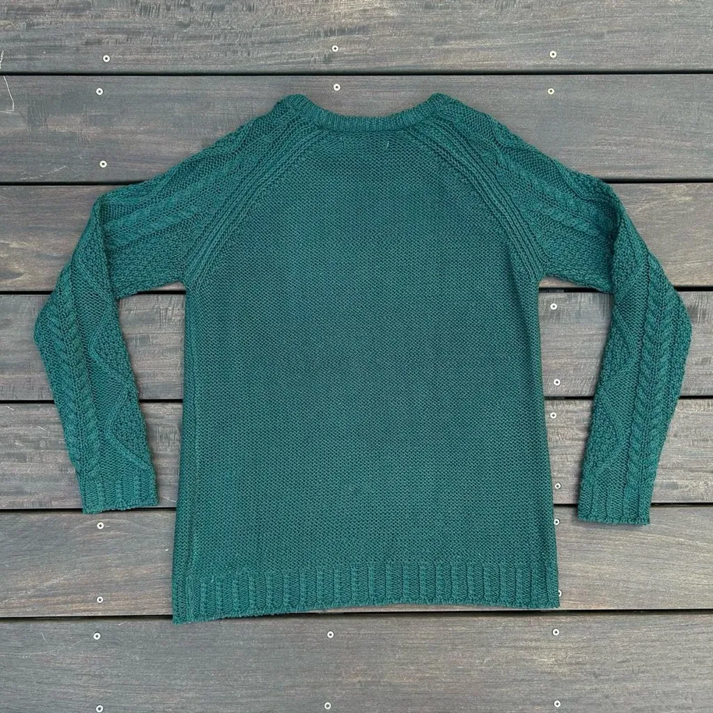 Forest Green Pull & Bear Cable Knit Sweater Size M - Image 4