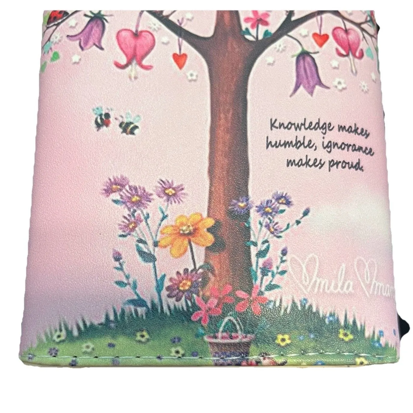 Mila Marquis Pink Knowledge Tree Wallet Birds Floral Quote Tri Fold Wallet NWOT - Image 13