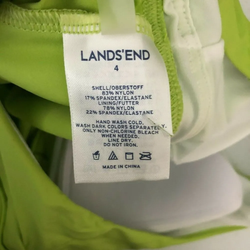 Lands End Tankini Top Racerback Molded Cups Pleated Lime Green Size 4 - Image 3