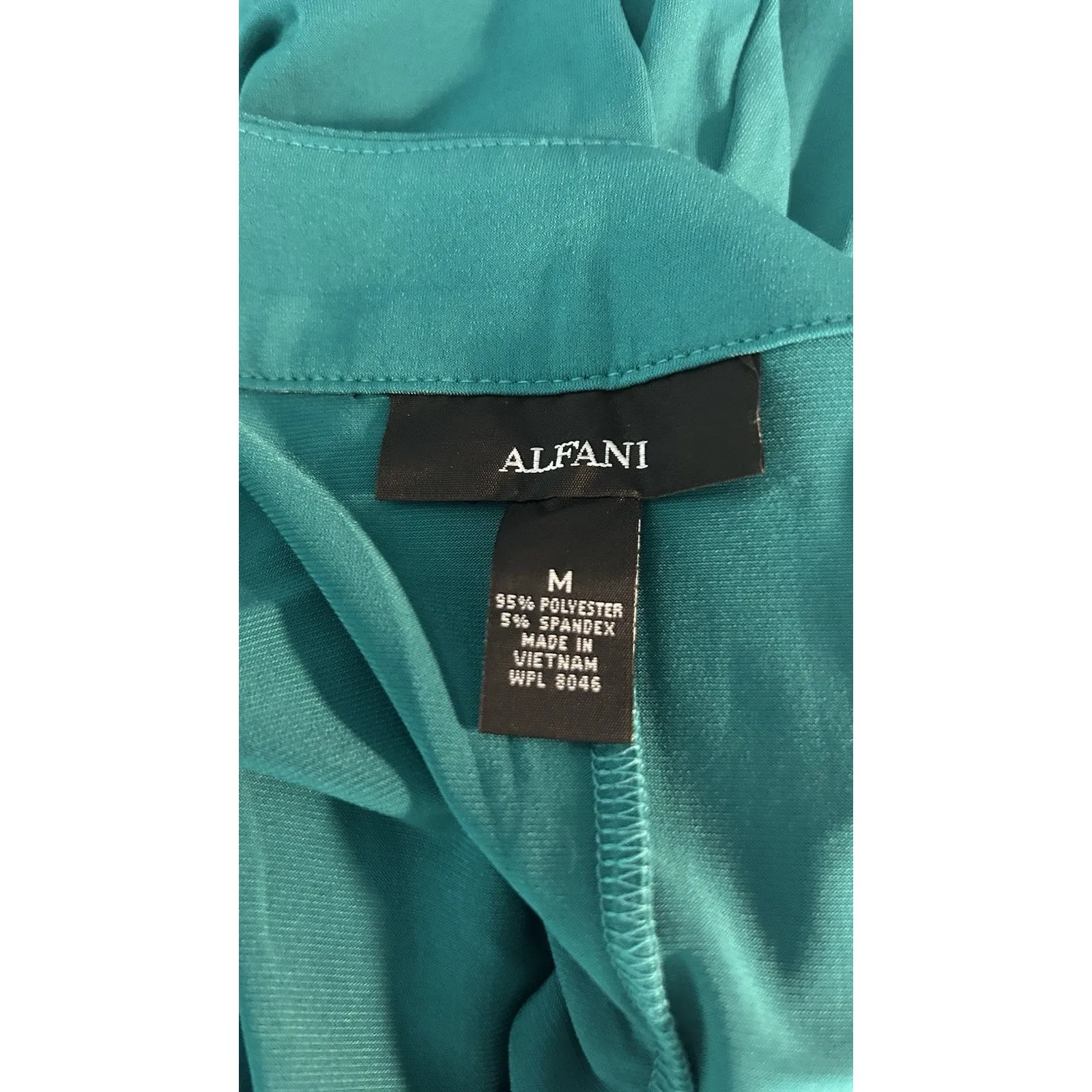 Dress NWOT SZ M Ruched Silky Sexy Green Alfani Blouson Office Siren Resort - Image 5