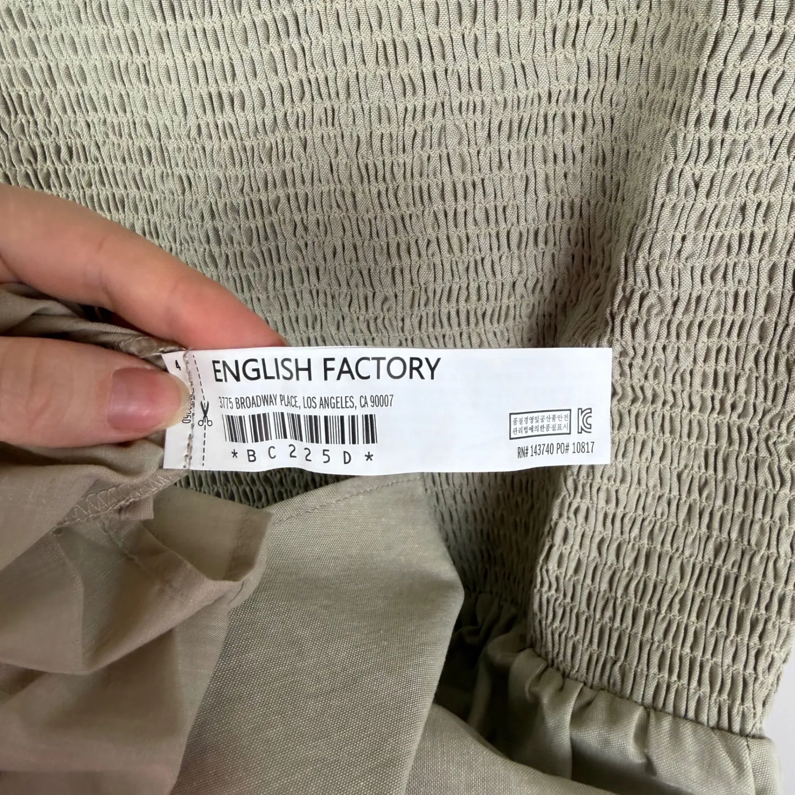 NWT English Factory Smocked Ruffle Sleeve Dress Sz M Beige Fit & Flare Neutral - Image 6