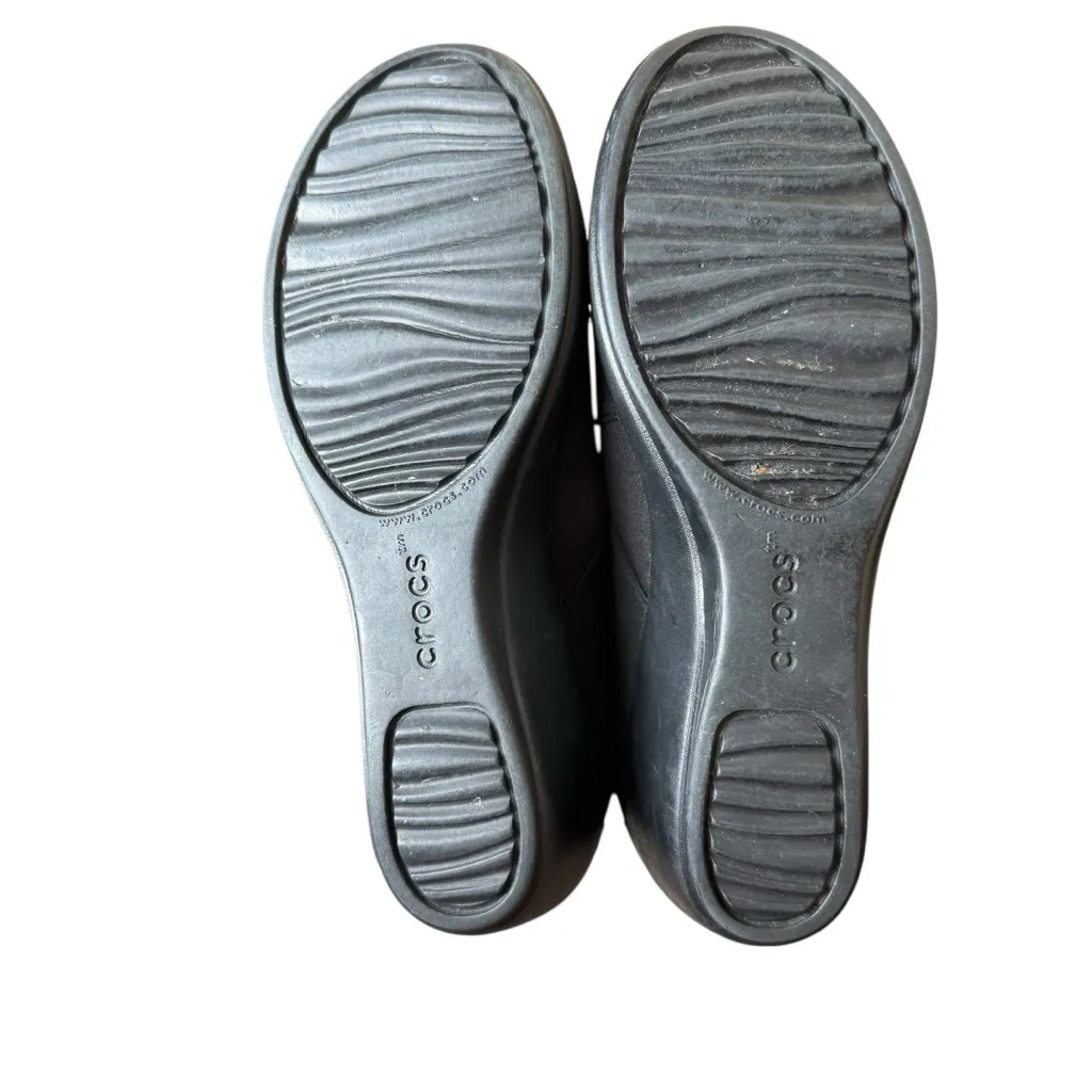 Crocs Womens 9 Busy Day Dual Comfort Black Stretch Wedge Shoes Work Office Comfy - Image 7