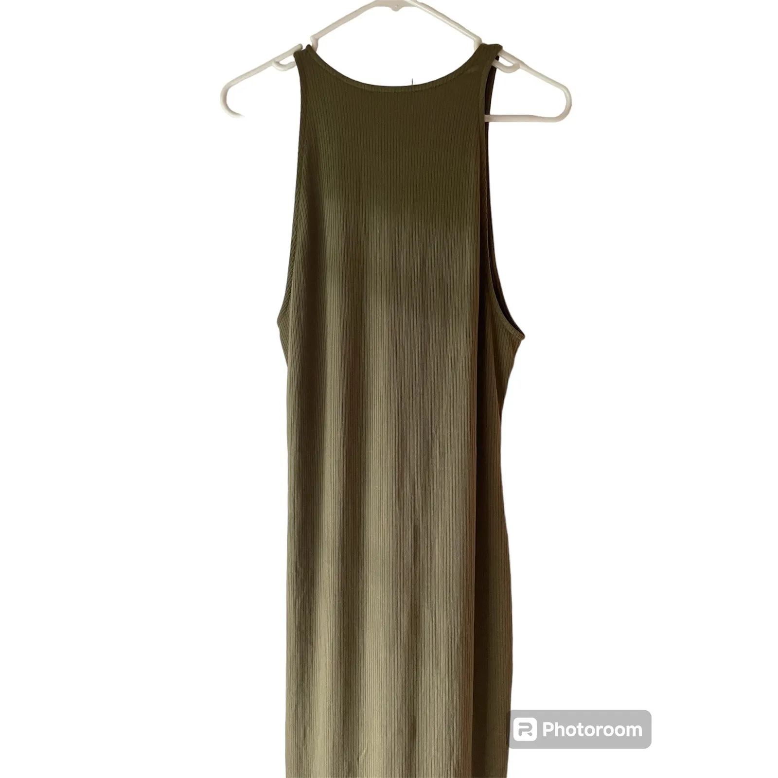 NWT INC X Culpos Bodycon ribbed, army green,‎ halter dress, SZ XL Green - Image 3