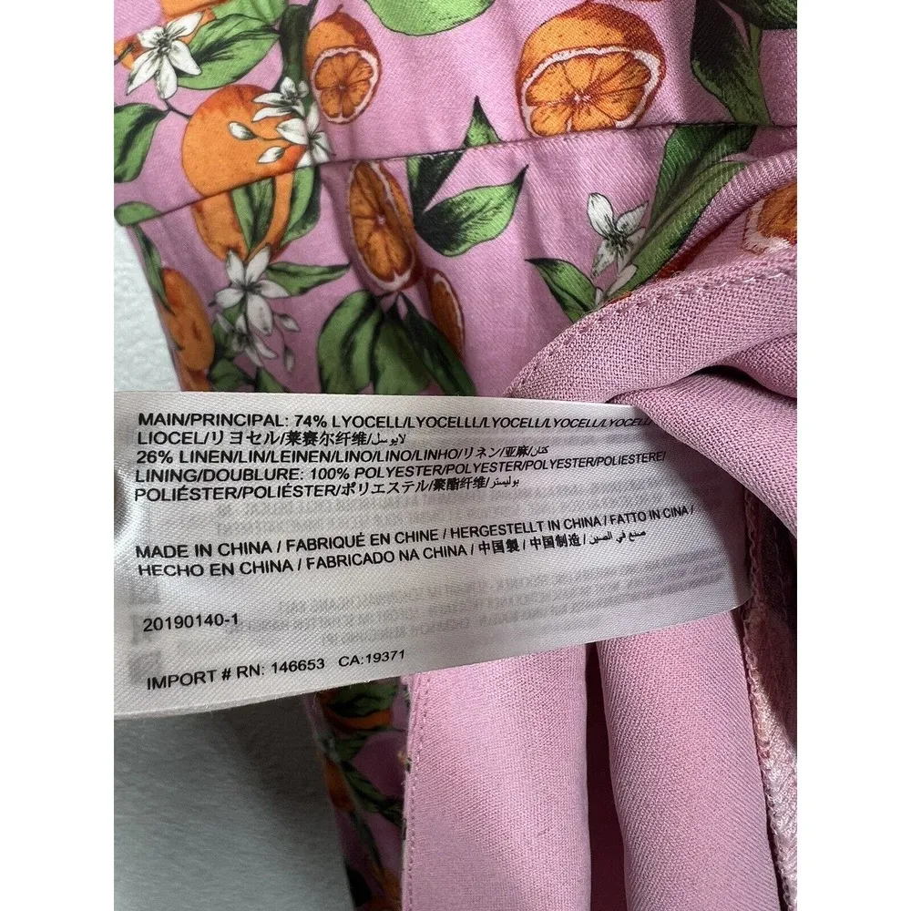 Finders Keepers  Aranciata Orange Fruit Print Wrap Dress Medium M Pink Puff - Image 5