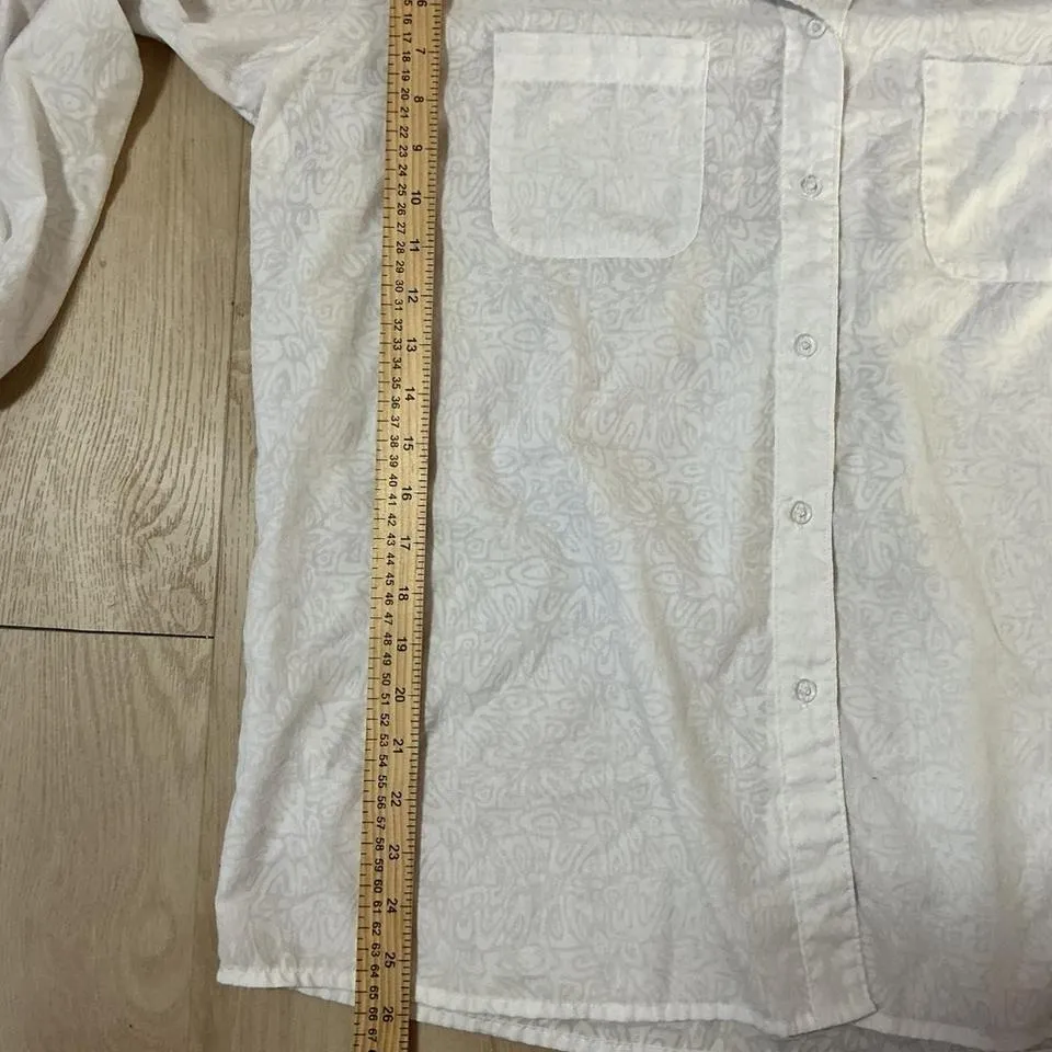 Woolrich White Sheer Patterned Long Sleeve Button‎ Down Shirt Casual Career Work - Image 4