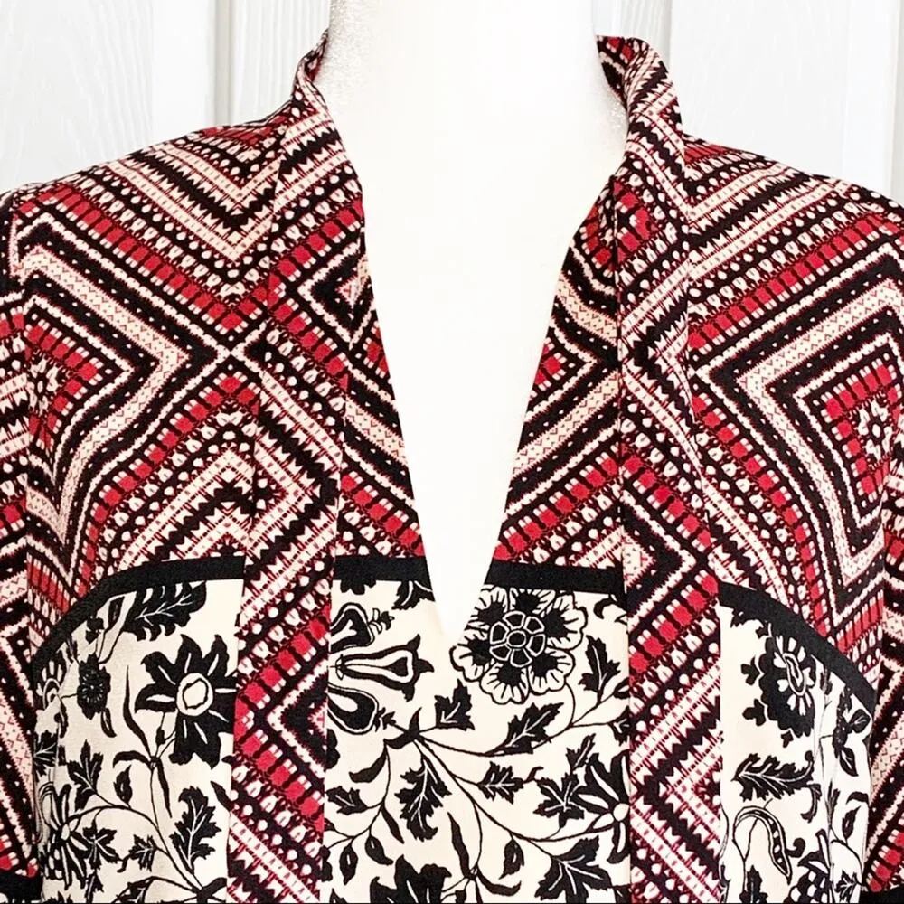 Maggy London Dress 3/4 Sleeve Mixed Print V-Neck Tie Dress Size 4 - Image 5