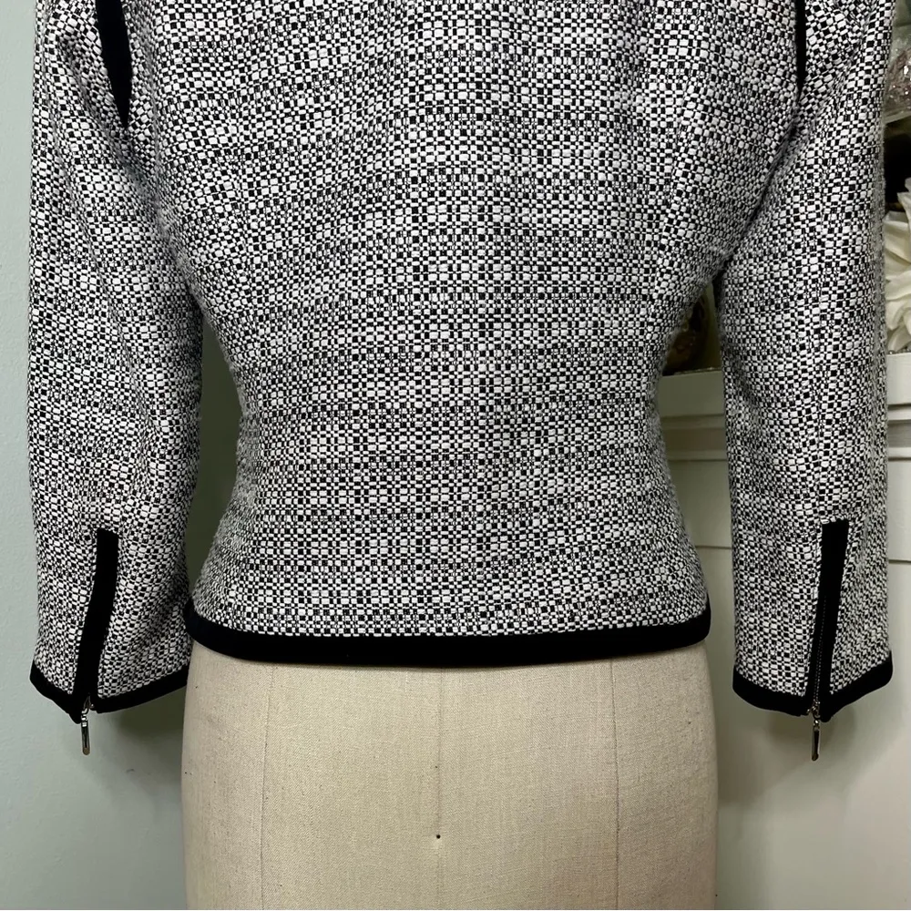 White House Black Market Tweed Zip Front Blazer Jacket 2 XS - Image 9