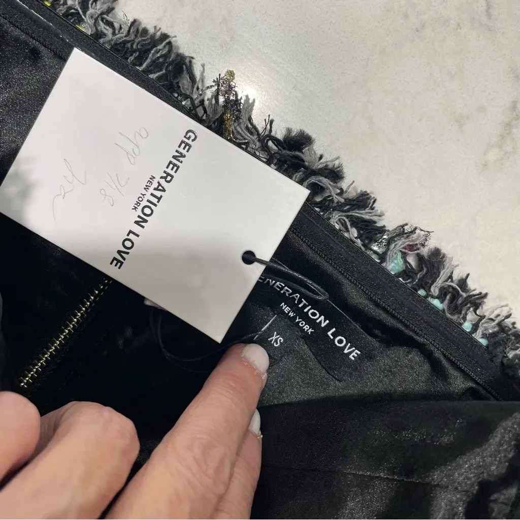 NWT Generation Love‎ Shay Tweed Top in Black Rainbow Sz XS - Image 6