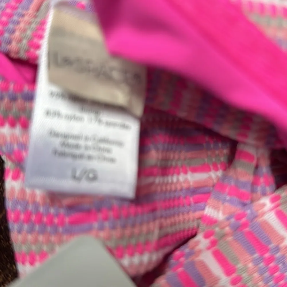 L*Space Camellia Electric Pique Stripe Pink Bikini Top Size Large NWT - Image 6