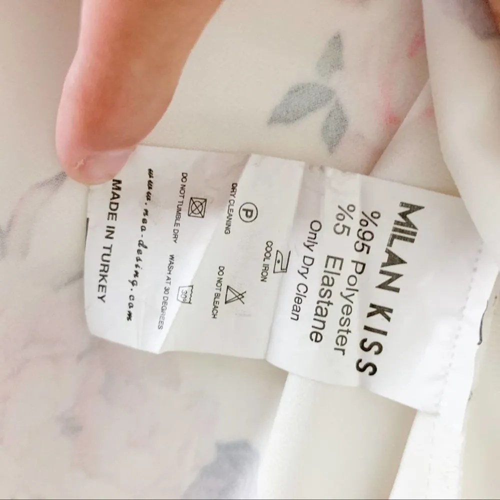 Milan Kiss white floral dressy high neck top Large - Image 80