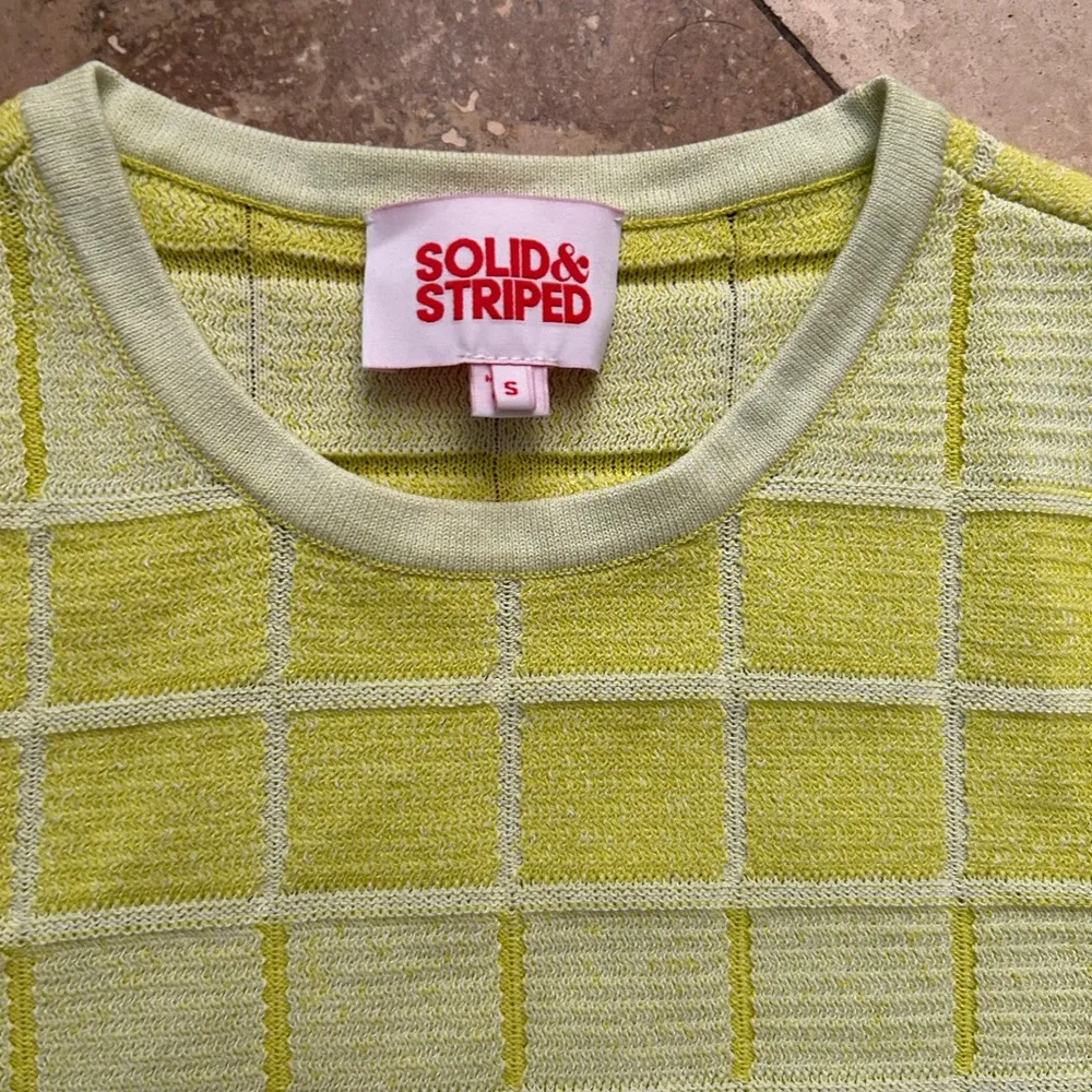 Solid & Striped Yellow Pear & Marshmallow Checkered Gingham Knit Cara Top Small - Image 5