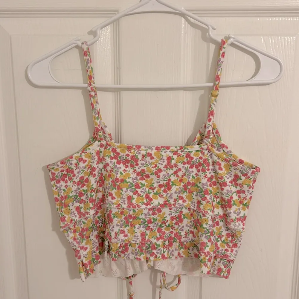 LoveShackFancy Sarai Cropped Ruffle Cami In Floral Fruity Punch New Small - Image 7