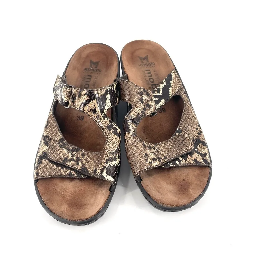 Mephisto Python Snake Print Double Strap Slip On Sandal Slide Size 9 - Image 4