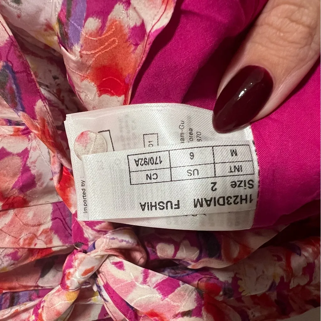 NEW NWT BA&SH Diamond Dress In Fuchsia Floral Print - Image 12