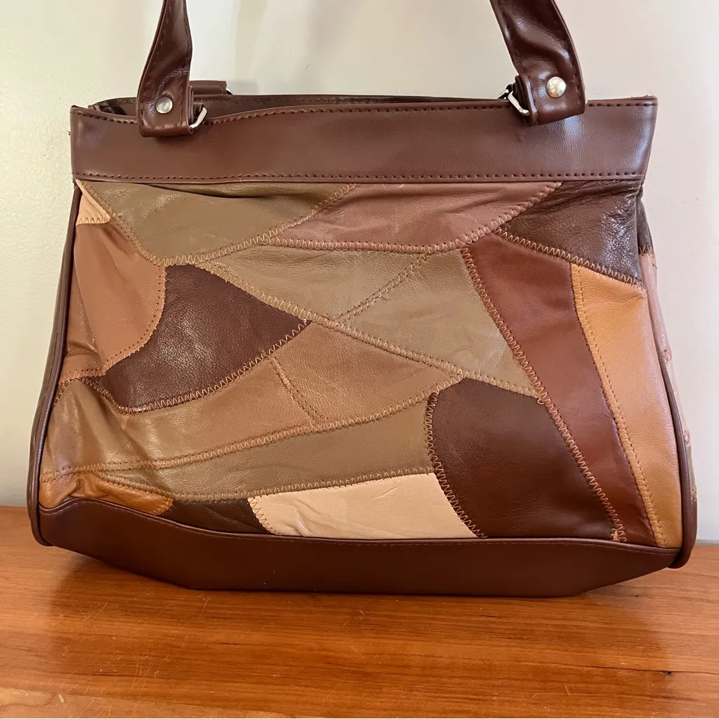 Patchwork Soft Leather Handbag Purse Shoulder Bag Coin & Wallet 3pc Set‎ - Image 10