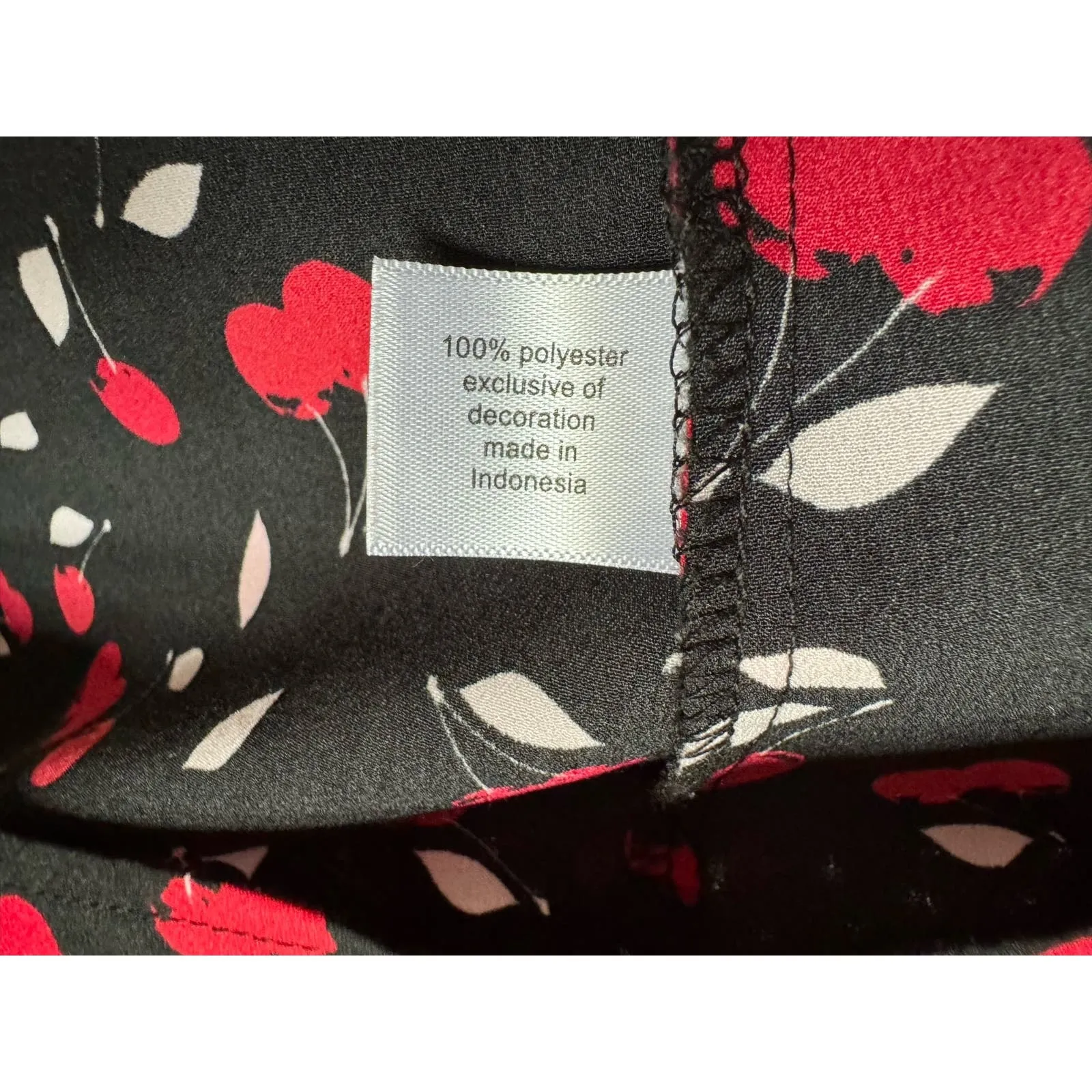 Lane‎ Bryant Womens Blouse Sz 14 16 Cherry Print Black Lace Bell Sleeve Red - Image 6