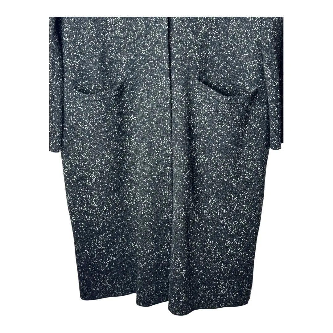 J Jill Sweater Women Small Black Speckle Knit Hudson Long Blazer Cardigan Preppy - Image 6