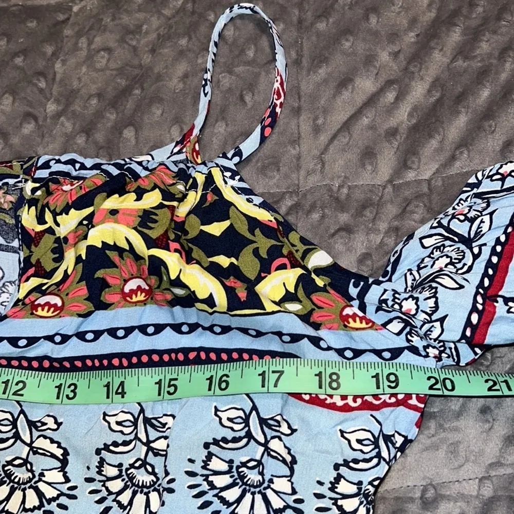 Sucrefas small dress womens blue floral stripe open shoulder blouson - Image 4