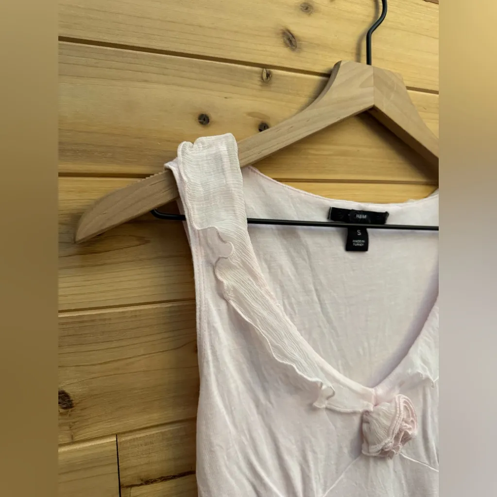 Y2K H&M Size Small Baby Petal Pink Coquette Babydoll Frilly Girly Tank Top - Image 7