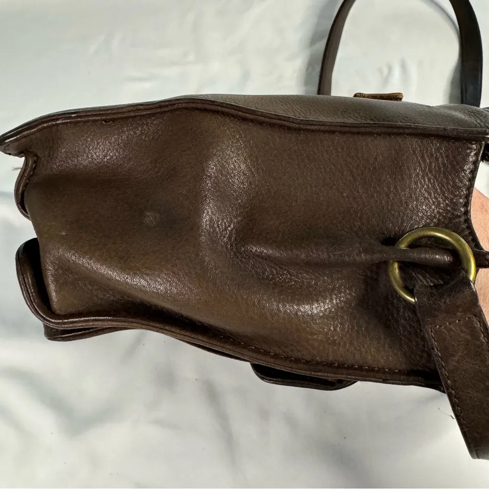 VTG Fossil Brown Leather Square Crossbody Purse  Small Bag Pockets 75082 Classic - Image 6
