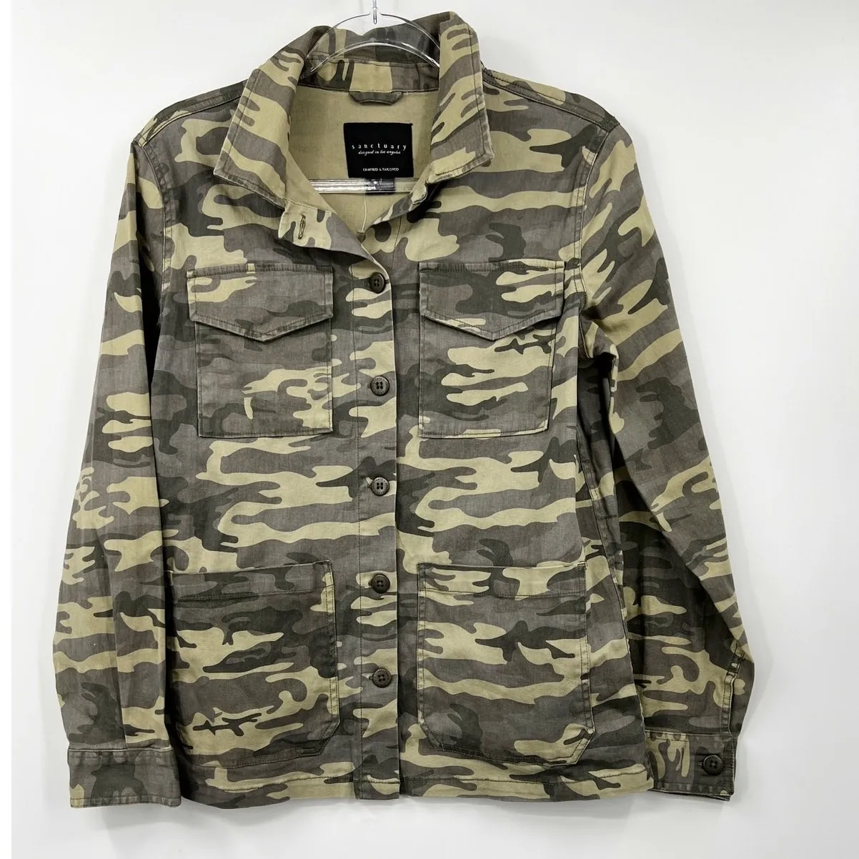 Sanctuary Jacket Womens Button‎ Front Camo Shacket Military Olive Size S - Image 2