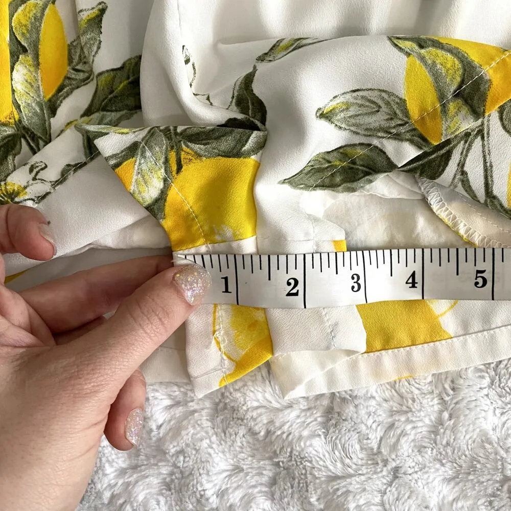 Anthropologie Moon River White Lemon Print Pleated Dressy Preppy Shorts XS - Image 9