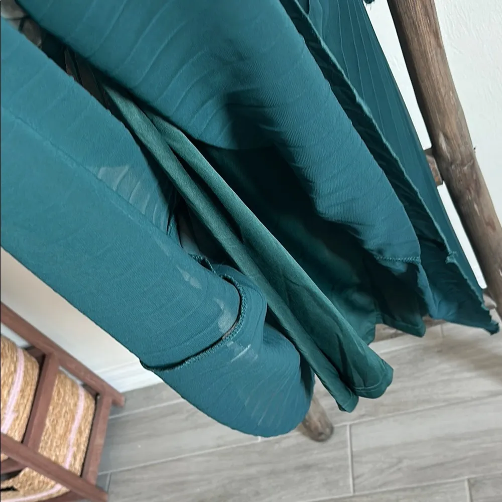 NWT Lulus Never a Dull Moment Emerald Green Tie-Strap Pleated Midi Dress / XS - Image 11