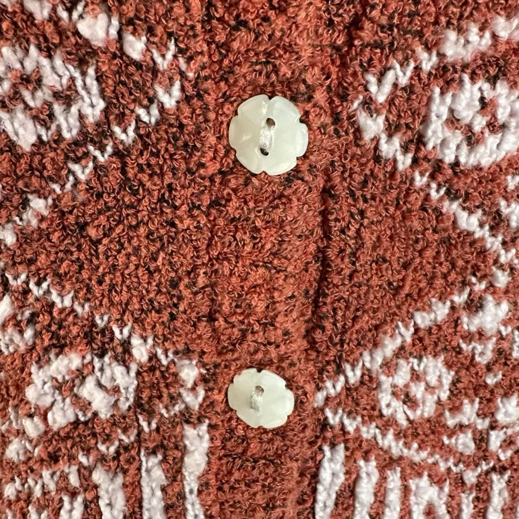 Free People Dainty Cottage Fall Geo Floral Cardigan Sweater Cinnamon Size Large - Image 10