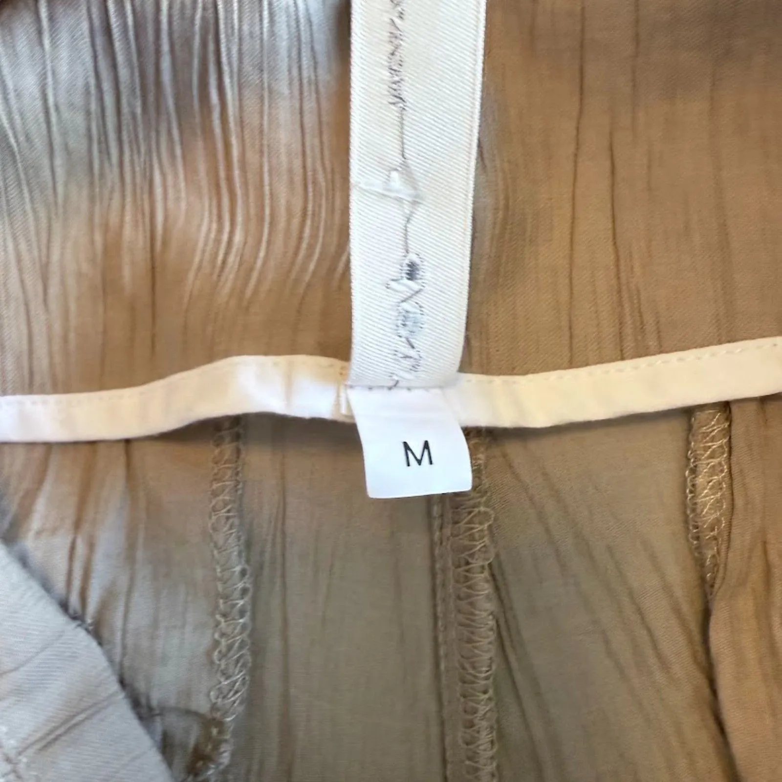 Nap Loungewear Asymmetrical Button Front High Waist Crinkle Pants in Grey size M Tan Size M - Image 11