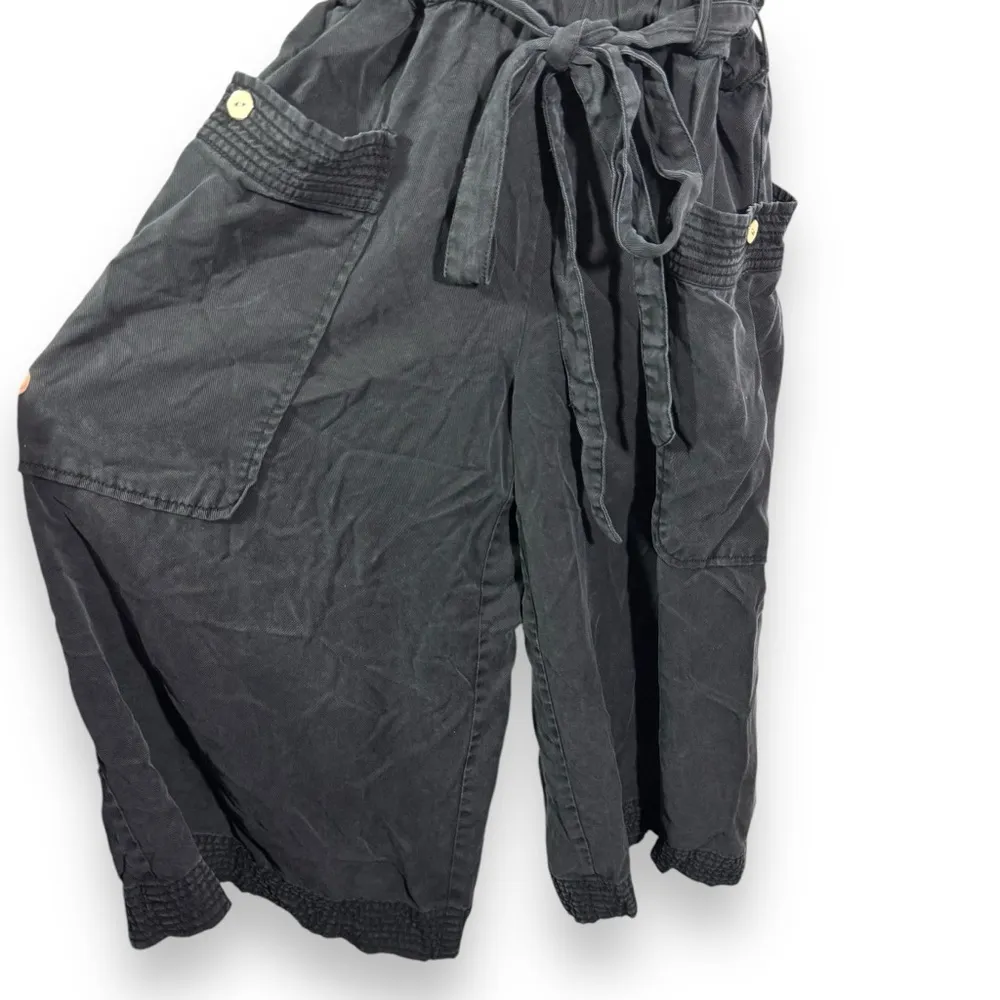 Anthropologie Elevenses Black Utility Wide Leg Cropped Overall Jumpsuit - Image 5