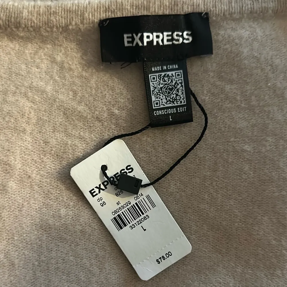 Express Neutral Cream Square Neck Sweater large NWT Wool Blend - Image 6