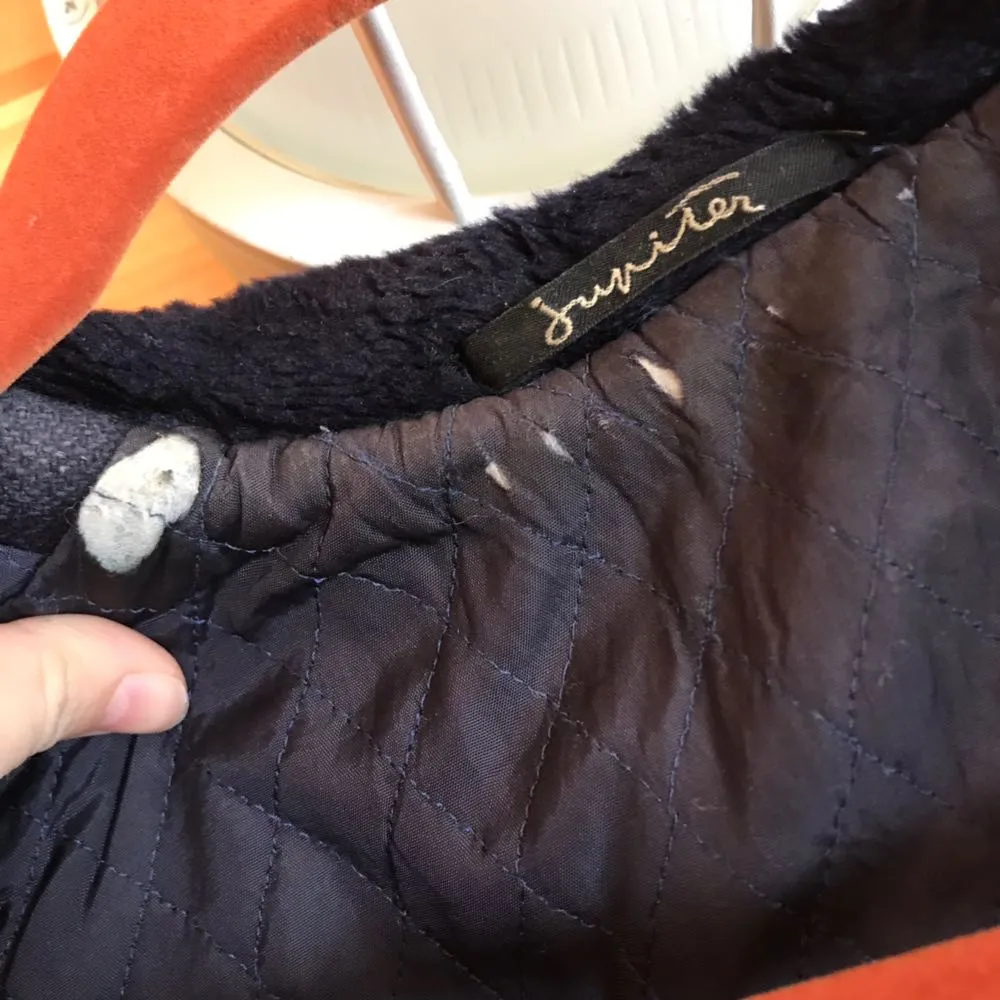 VINTAGE MADE IN FRANCE BLUE FAUX FUR COLLAR JACKET Size M - Image 5