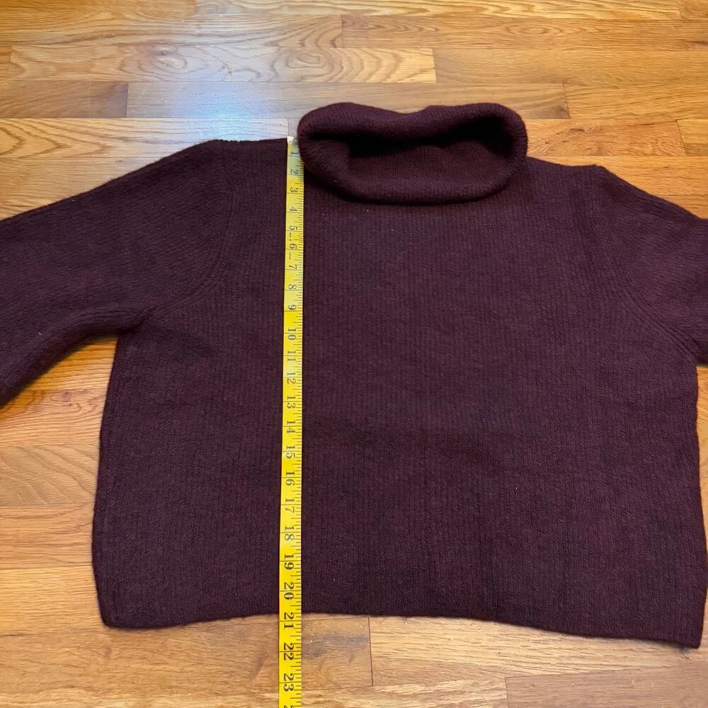 Topshop Womens 12 Maroon Long Puff Sleeve Chunky Turtleneck Pullover Sweater - Image 6