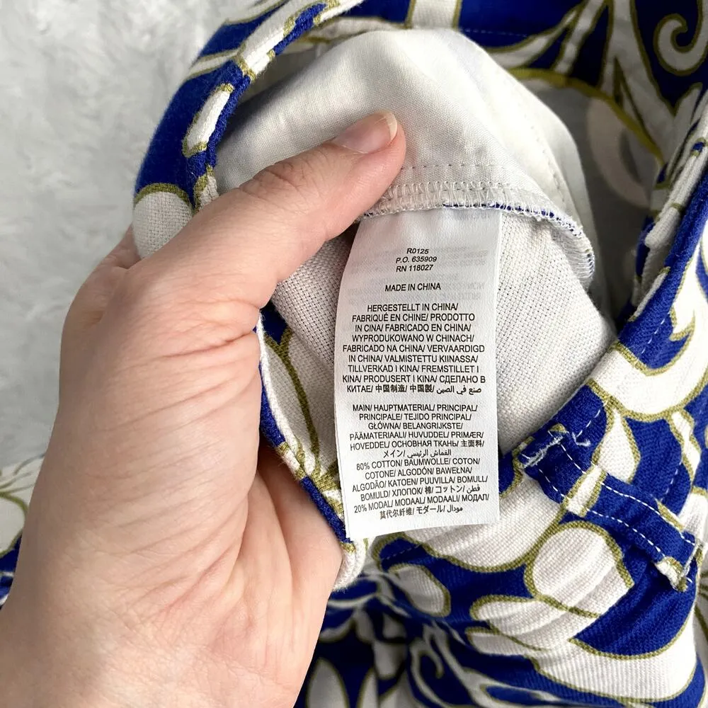 Boden Blue White Floral Carrie High Waisted 4" Inseam Preppy Shorts 14 - Image 5