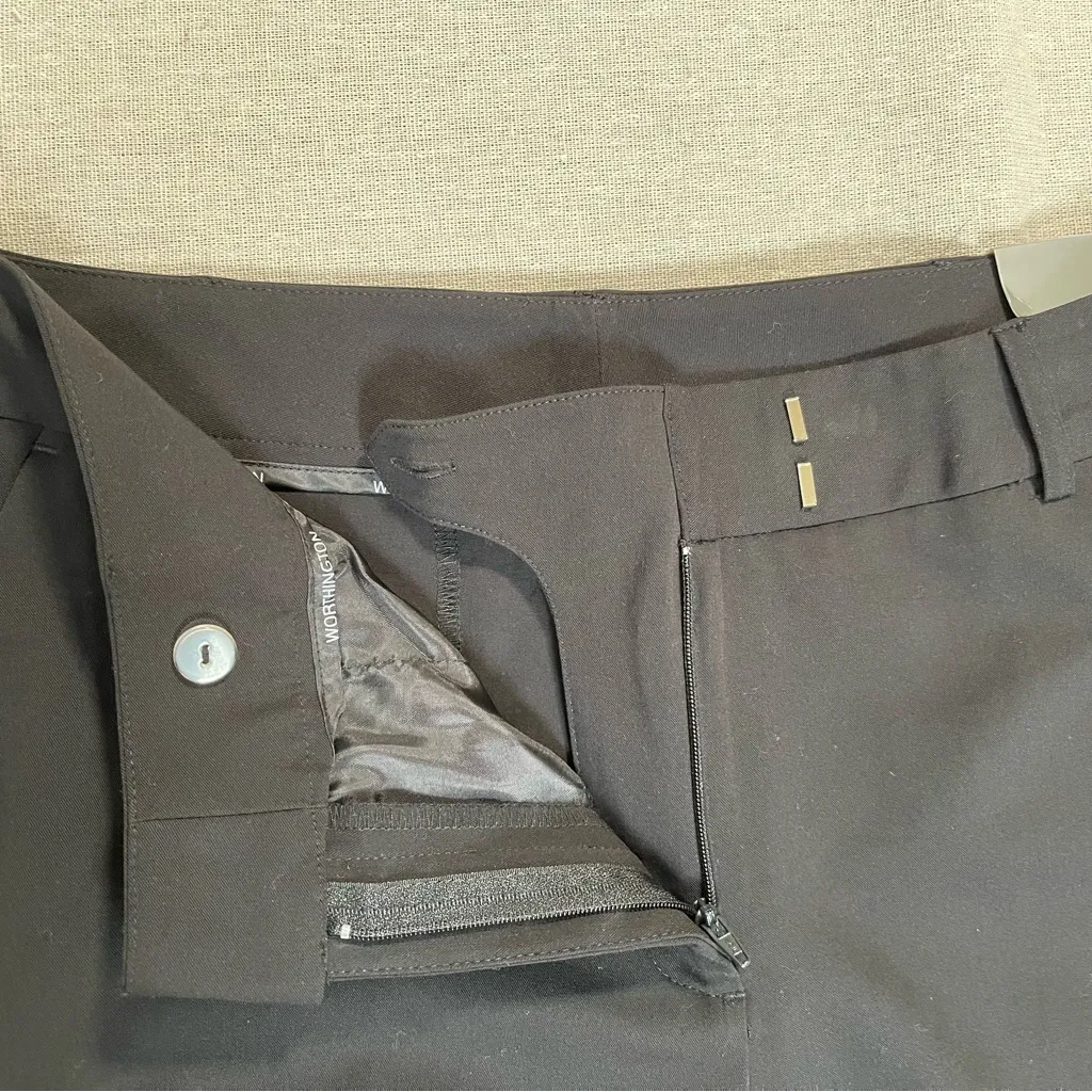 Worthington | NWT Petite Black Modern Fit Trouser Leg Dress Pants | 10P - Image 5