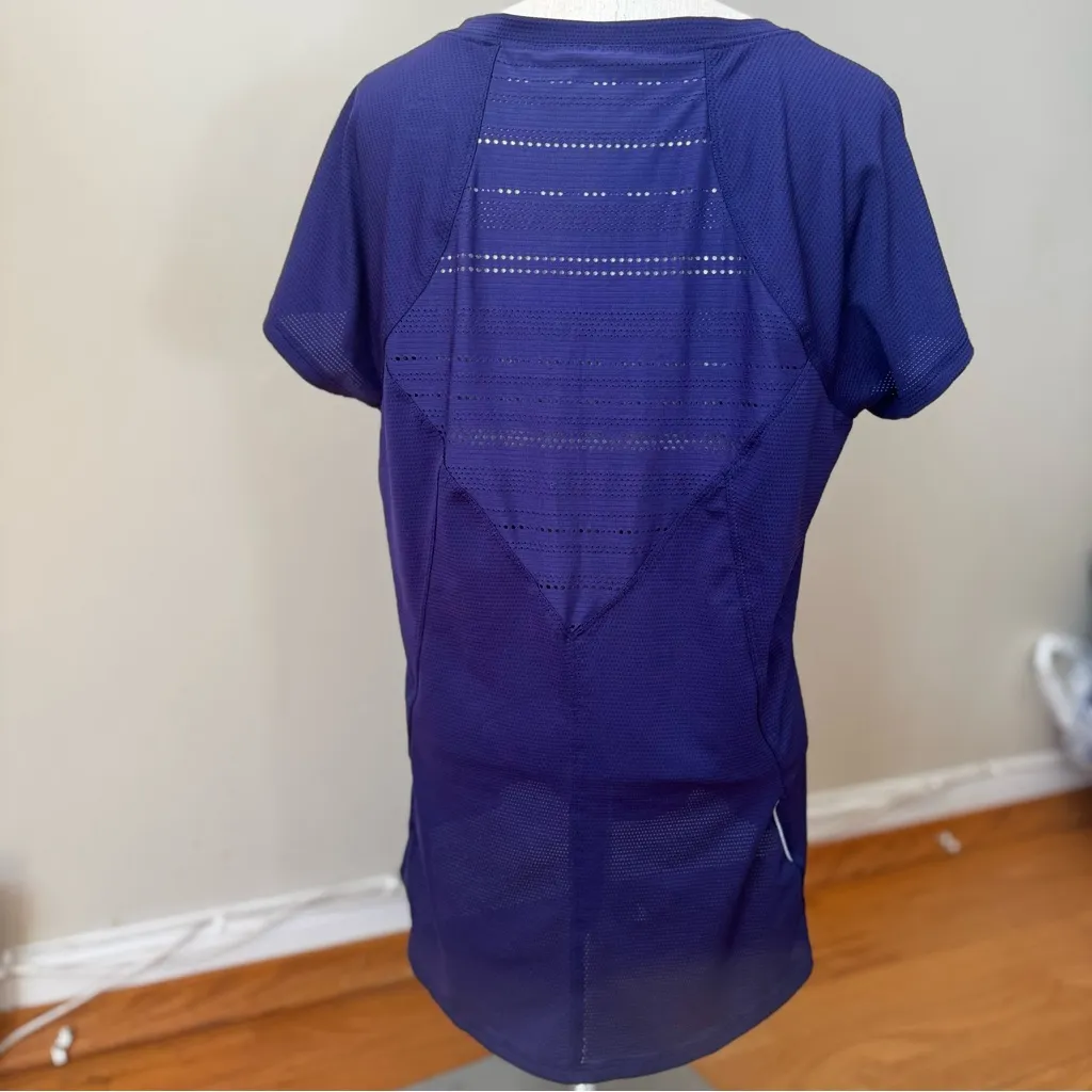 Prana V-neck Mesh Back Short Sleeve Top Purple L Activewear Athleisure Running - Image 2