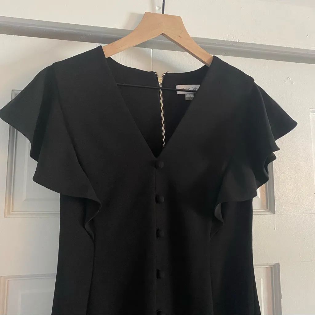 Calvin Klein Black Ruffle Sleeve Dress - Image 2
