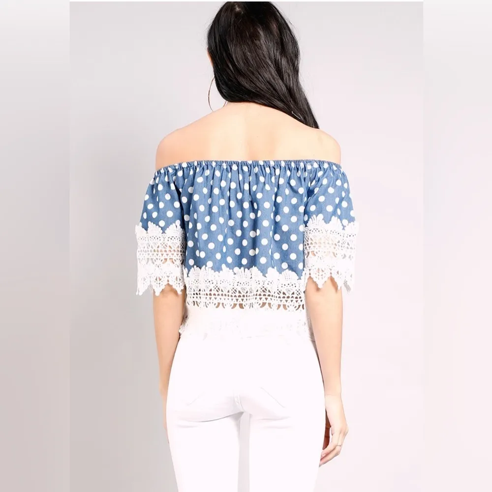 Rouge Helium London Polka Dot Off The Shoulder Top Medium - Image 8