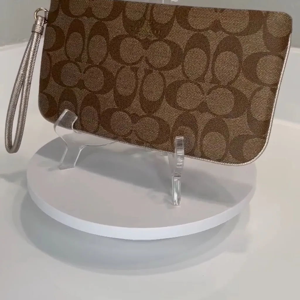 Coach Tan and Brown Signature Large Wristlet 
#G1723 F65748 - Image 2