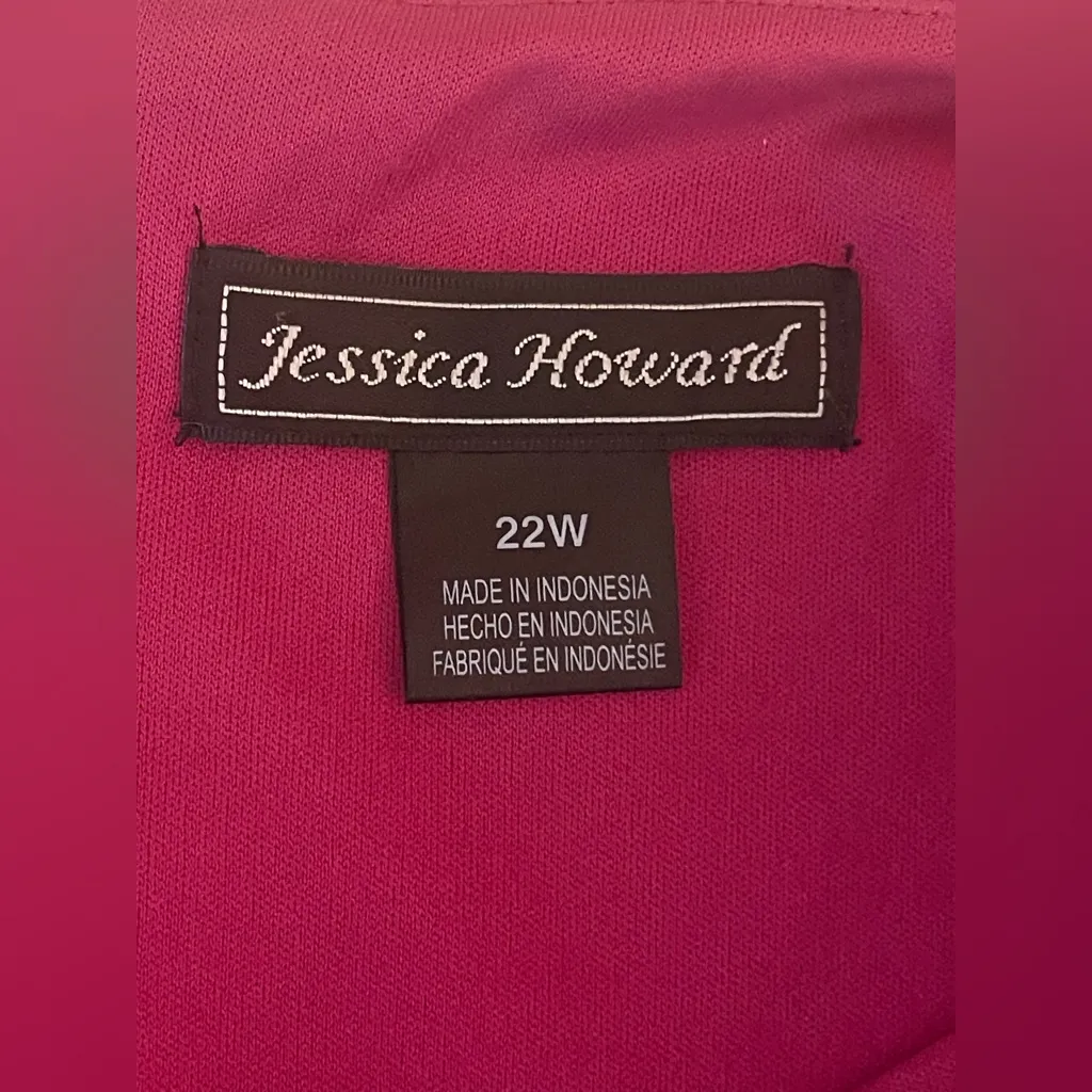 Jessica Howard Woman 22W Magenta Shift Dress Ruffle Sleeves Gold Zip Back NWT - Image 5
