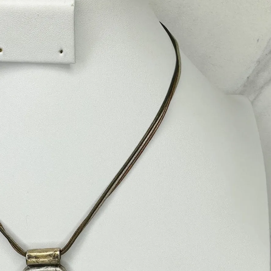 Vintage Chico's Boho Abstract Pendant Mixed Metal Statement Necklace ✨ - Image 7