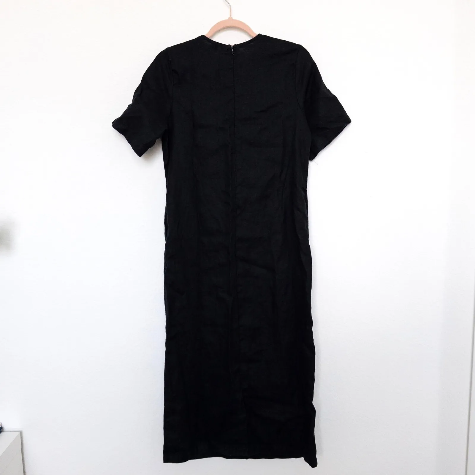 Ha Tran Womens Linen Dress Size‎ 4 Black Midi Minimalist Cottage Lagom Modern - Image 8