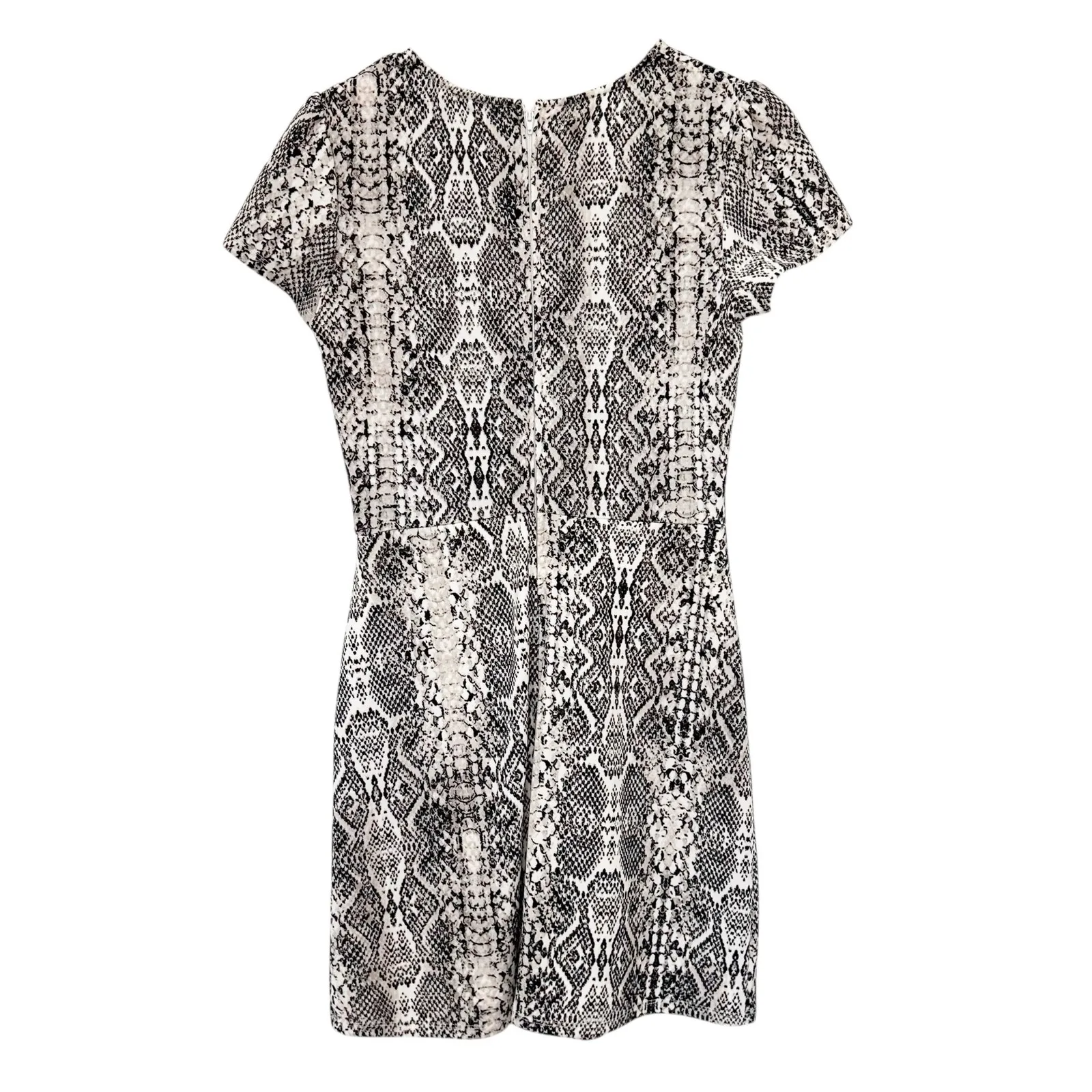 City Studio Snake Skin Print Short Sleeve Sheath Dress Sz 7 Black - Image 4