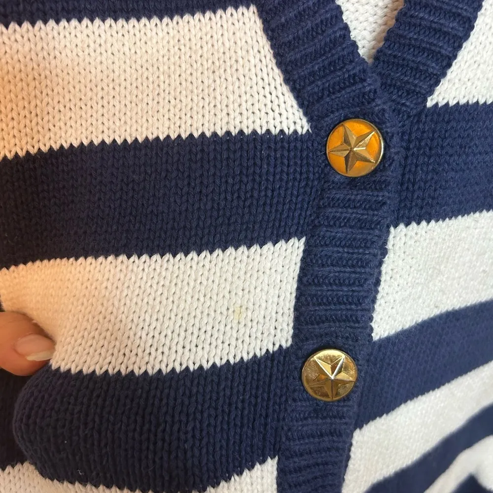 Milano Sport Vintage Nautical Striped Cardigan Blue Size M - Image 5