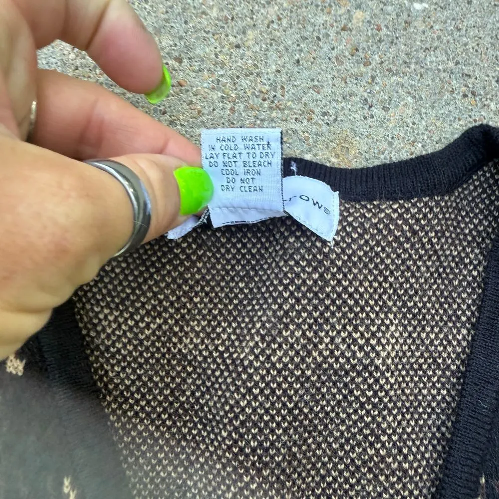 Y2K Croft & Barrow Houndstooth Dark Moody Black Gold Plaid Sweater Vest MEDIUM - Image 4