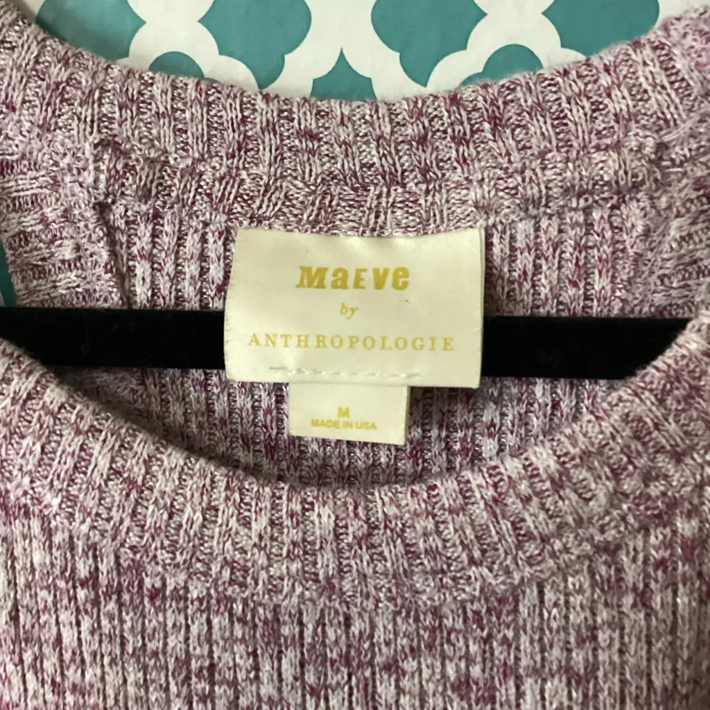 Anthropologie Maeve Harlan women’s tank top size medium color purple knit ribbed - Image 3
