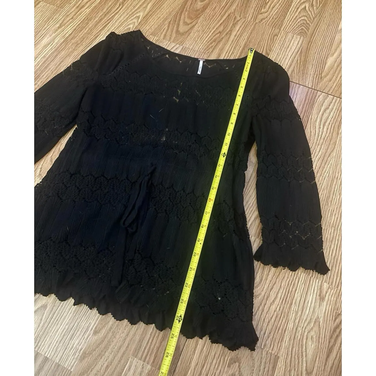 Free People Fire Island Open Back Knit Cinch Lacey Top Size Medium - Image 6