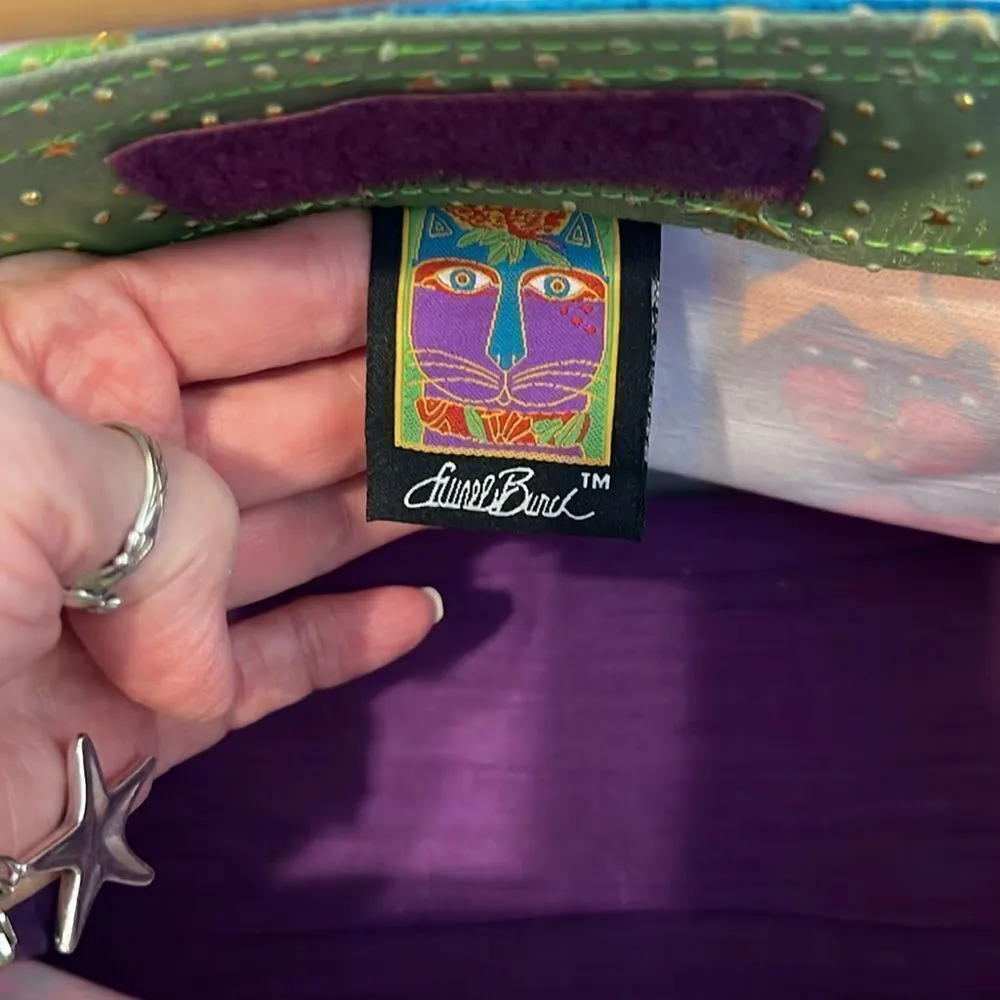 Laurel Birch small bag wood handle bird dog cat horse design wood dog tag EUC Green - Image 7